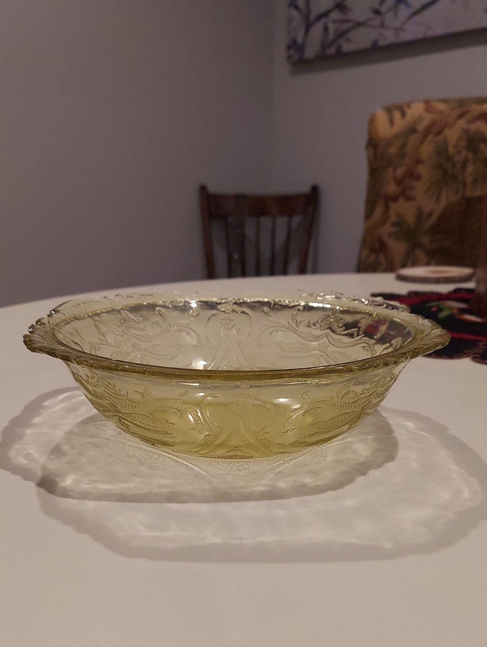 Vintage 8" Yellow Depression Glass Serving Bowl